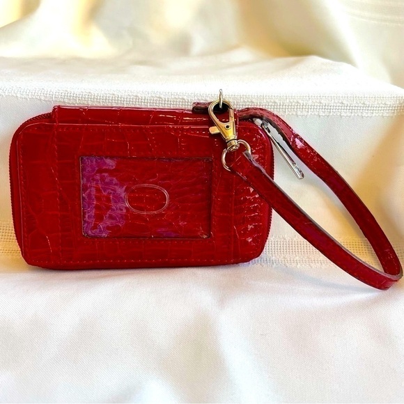 $5 ADD ON with‎ $15+ Bundle Liz Claiborne Red Croc Mini Wallet Wristlet EUC - Picture 2 of 7